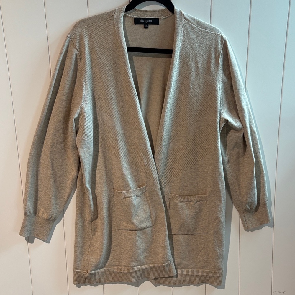 3 FOR $30!! Bundle! Chloe & Jasmine tan long open cardigan front pockets XL